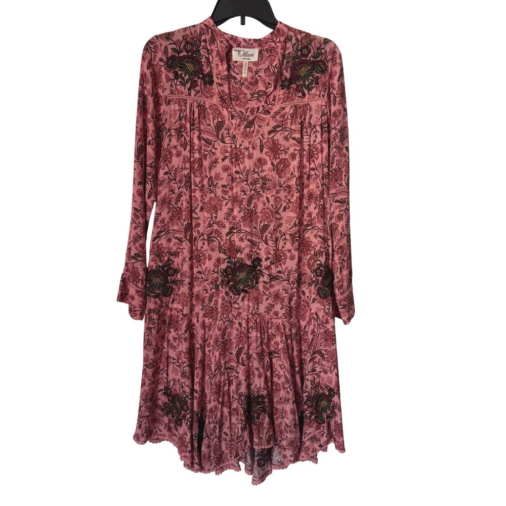 Anthropologie Ollari Dress Embroidered Women XS Oversized Flowy Boho